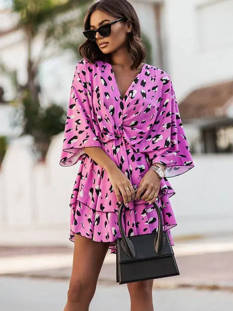 Floral Print High Waist  Mini Dress