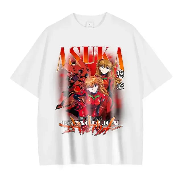 EVA T-shirt Vintage Washed Anime EVA magliette oversize NEON GENESIS EVANGELION Manga Ayanami Rei Asuka maglietta Nagisa top Tees