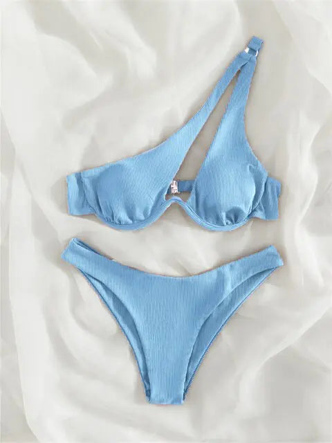 Solid Ribbed Bikini Set Chic