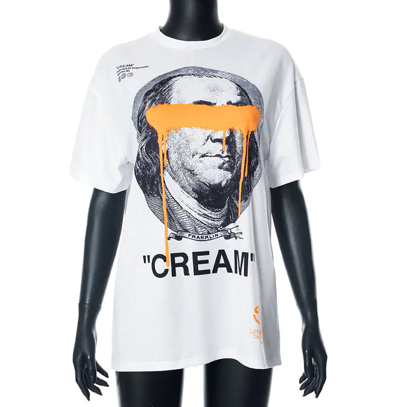 Cream Graphic Oversized T-Shirt