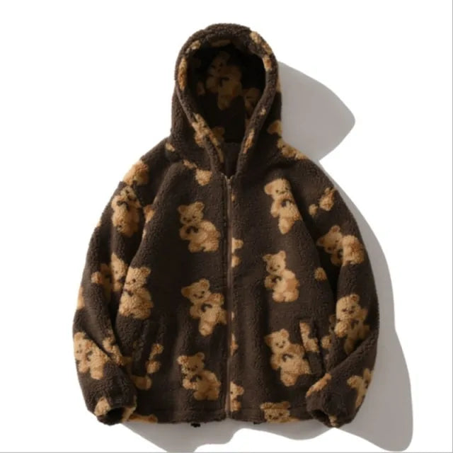 Hooded Sweatshirts Hip Hop Bear Print