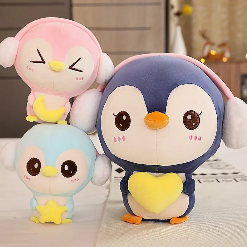 Cute Penguin Plush Doll with Headphones - 20-55CM