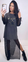 Lace Dress With Acid Wash Tee