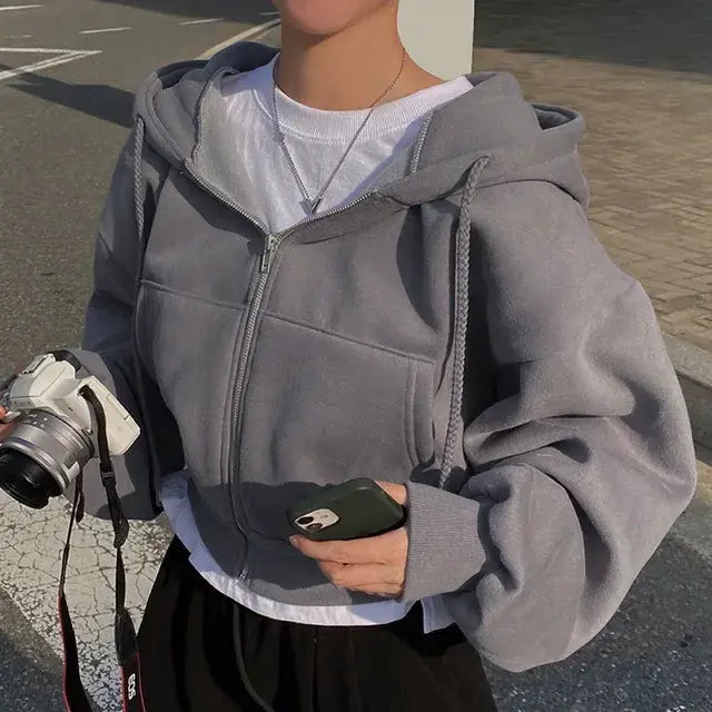 2023 Autumn Winter Women's Solid Hooded Sweatshirt