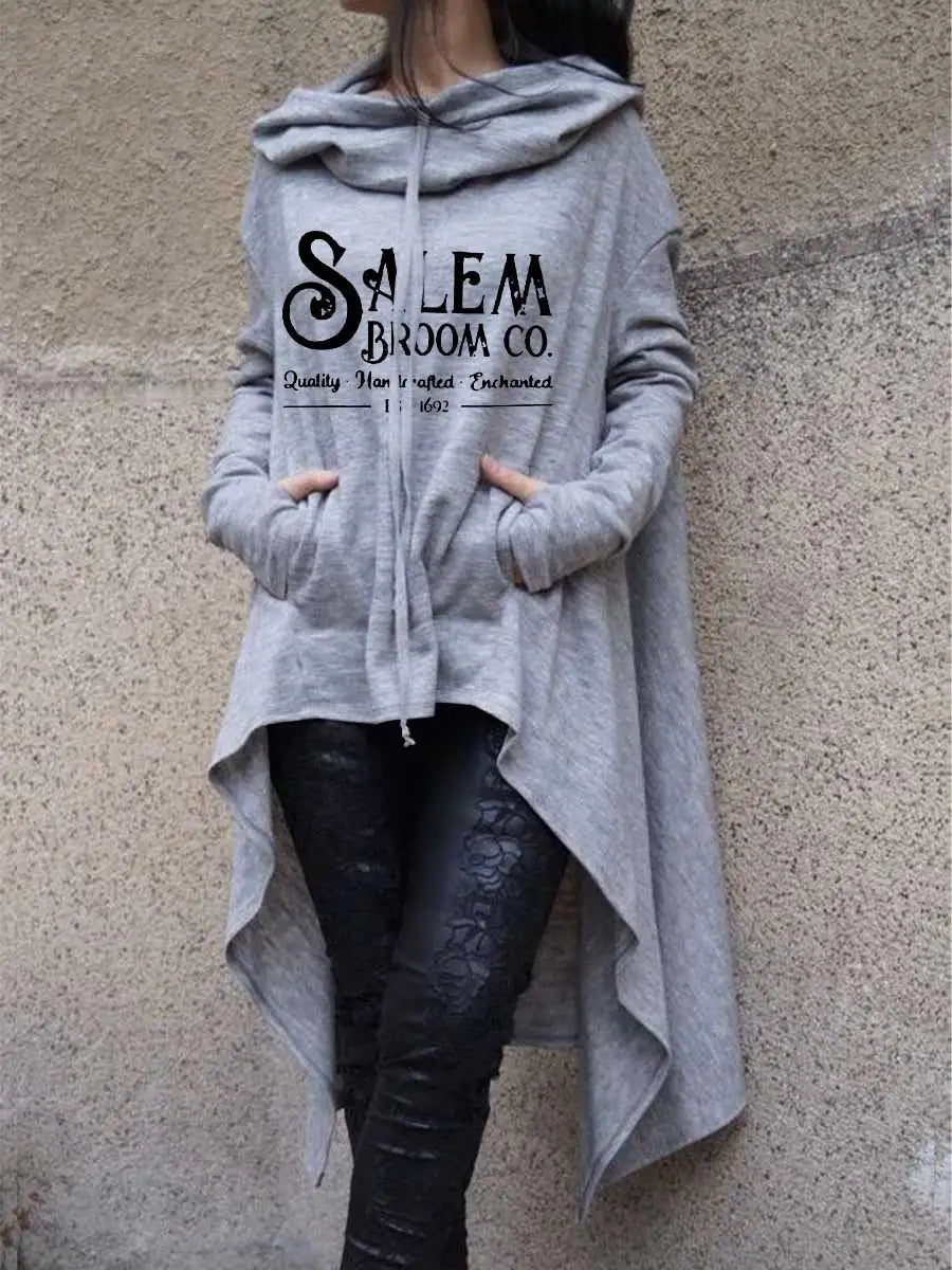 سويت شيرت نسائي غير منتظم بأكمام طويلة من Salem Broom Co Halloween