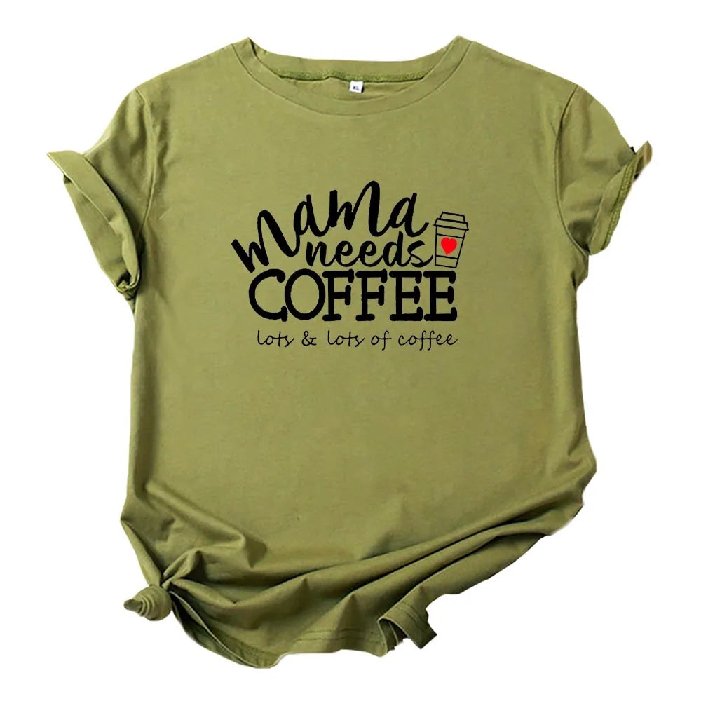 قمصان مضحكة مكتوب عليها Mama Needs Coffee