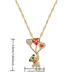 Trend Balloon Bear Full Zircon Necklace