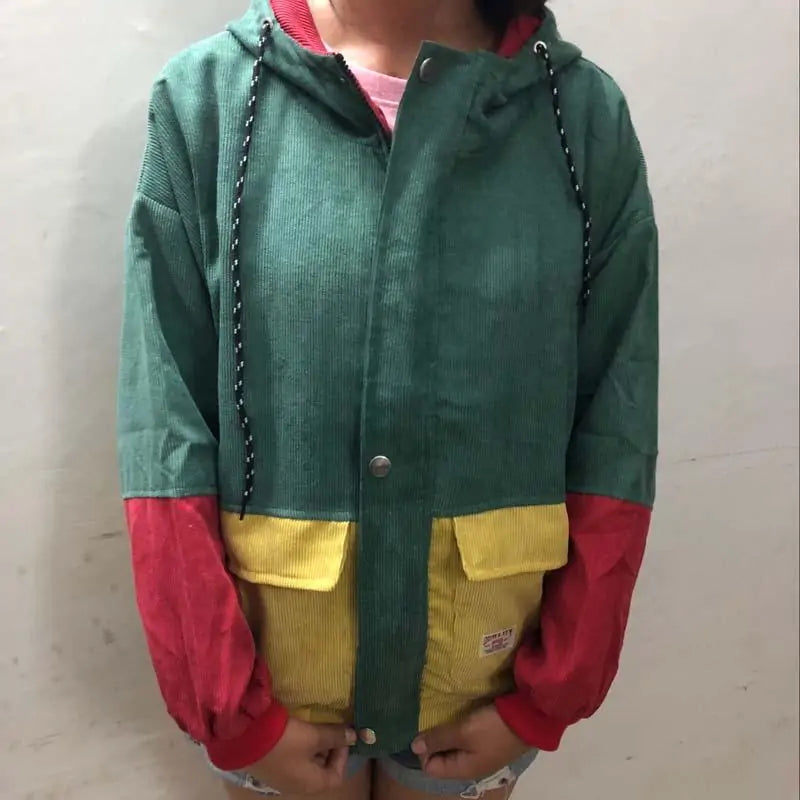 Color Block Corduroy Jacket