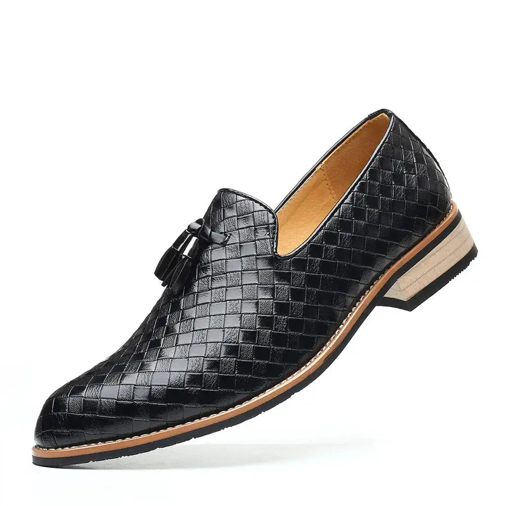 Vintage Patterned Vegan Leather Loafers for Men