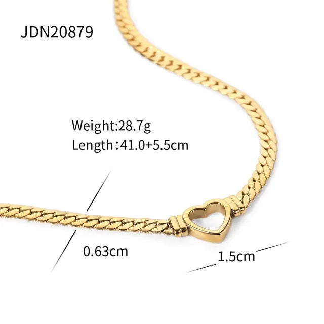 Women's Gold Plated Cuban Link Heart Necklace