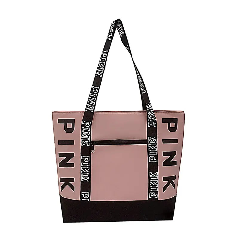 Pink Colorblock Graphic Tote Casual Sporty Chic