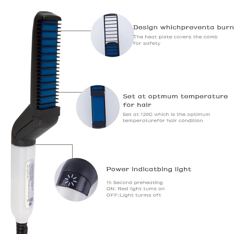 Multifunctional Hair Comb Beard Brush Straightener