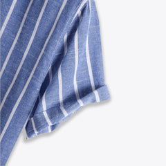 Blue Short Sleeves Striped Shirt