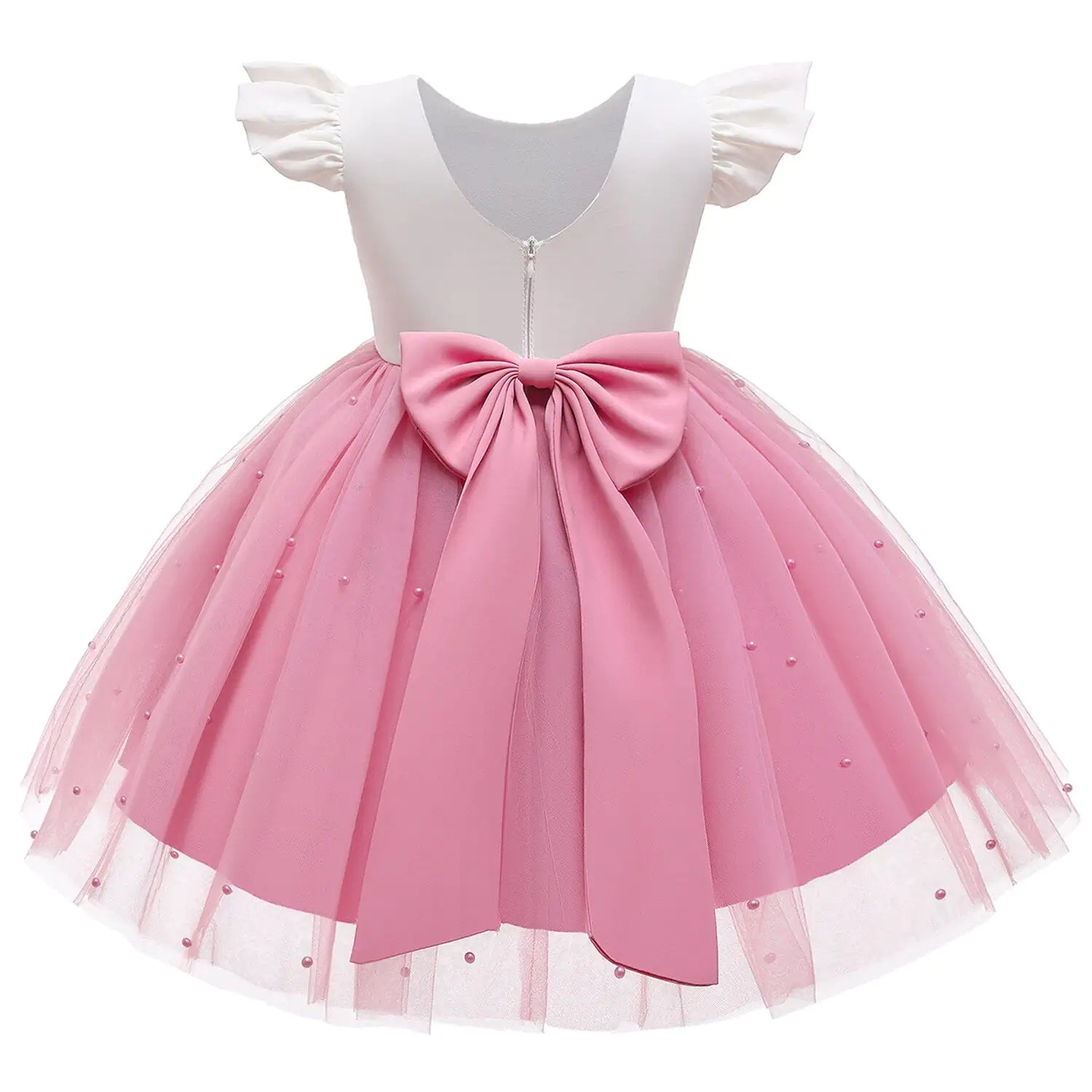 White Baby Baptism Dress: Ruffle Sleeve