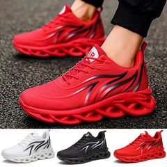 Men's Flame Printed Sneakers Flying Weave Sports Shoes