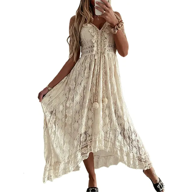 Elegant White Bohemia Summer Maxi Dress