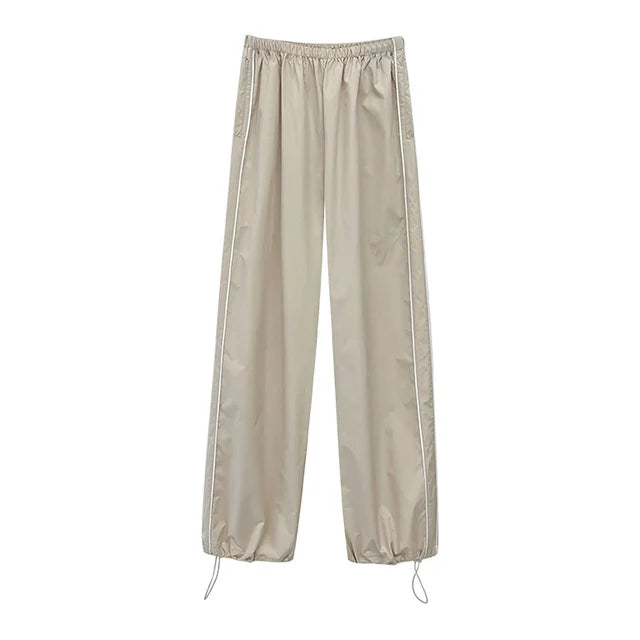 Baggy Cargo Pants Drawstring Elastic Low Waist Parachute Pants