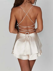 فستان كامي من الساتان