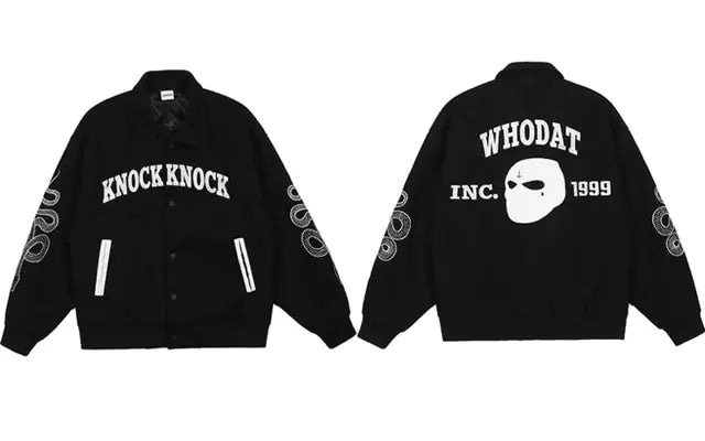 Embroidery Snake Varsity Jacket