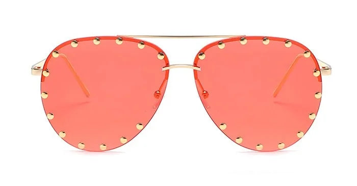 Metal Rivet Pilot Sunglasses