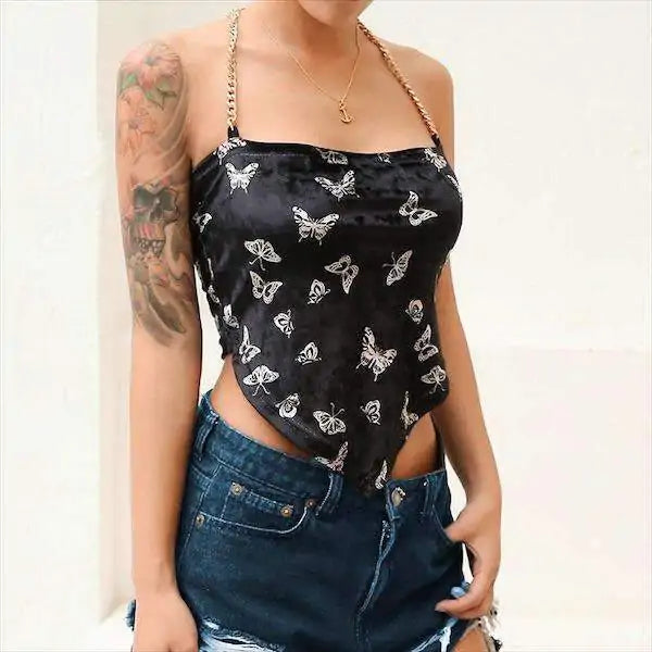 Velvet Triangle Crop Top Shirt