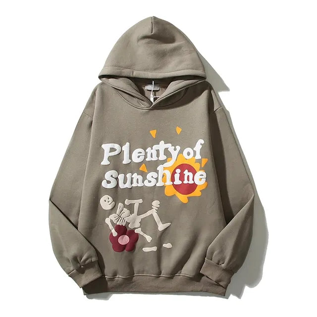 Foam Kapok Print Letter Embroidery Hoodie Set