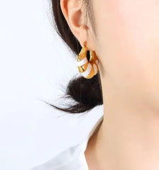 Black White Enamel Earrings