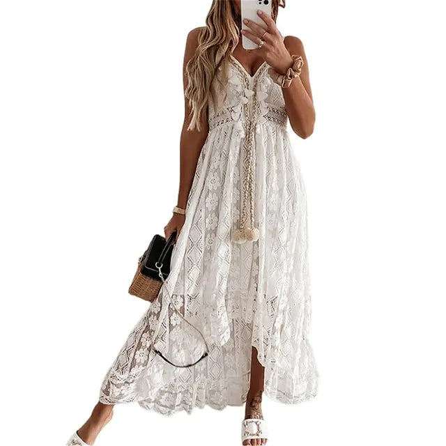 Elegant White Bohemia Summer Maxi Dress