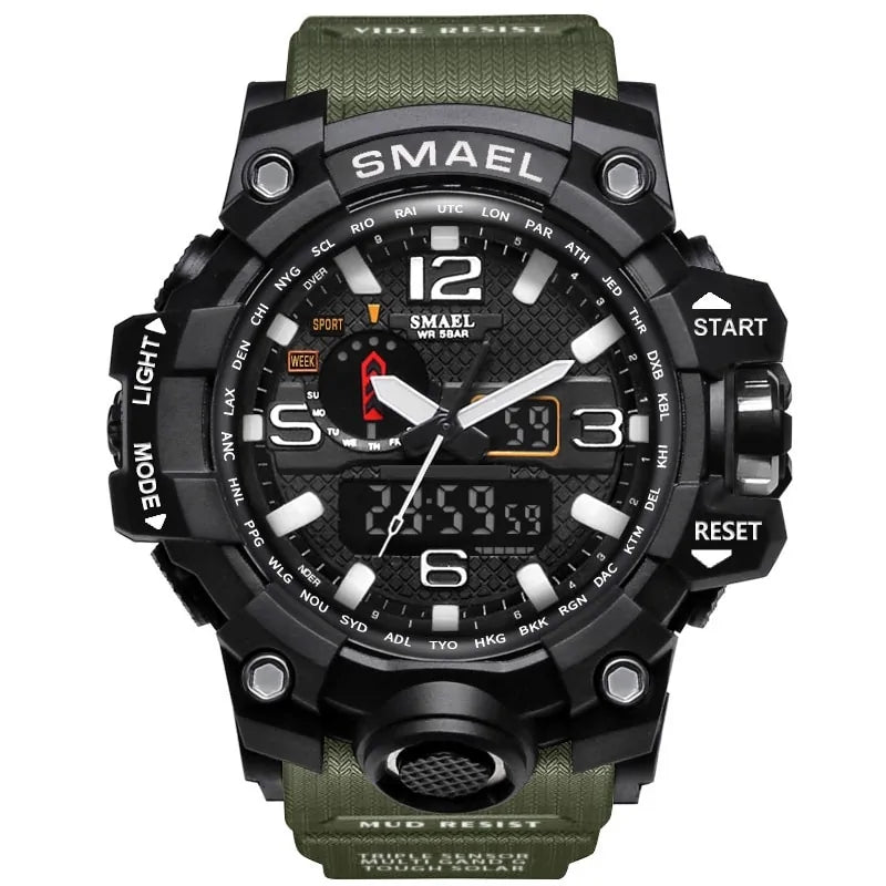 SMAEL Brand Men Sports Watches Dual Display