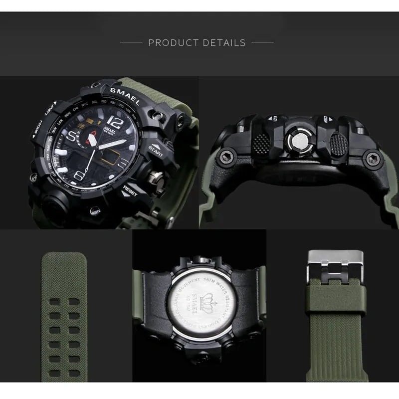 SMAEL Brand Men Sports Watches Dual Display