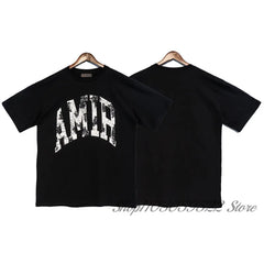 Printed Letters Graffiti Short-Sleeved Cotton T-Shirt