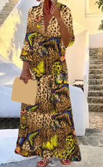 فستان ماكسي بياقة على شكل حرف V