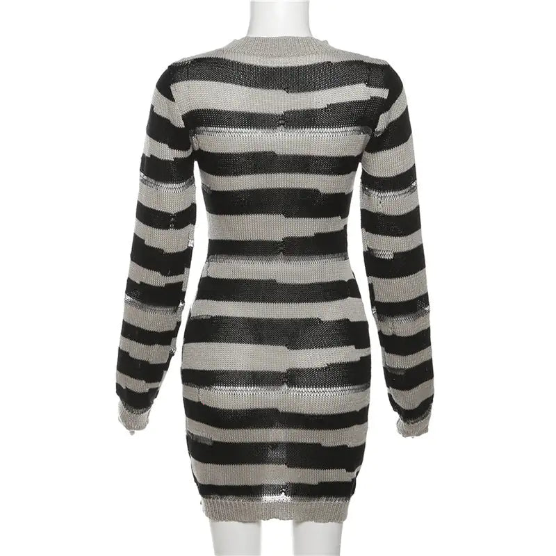 Cutout Striped Sweater Mini Dress