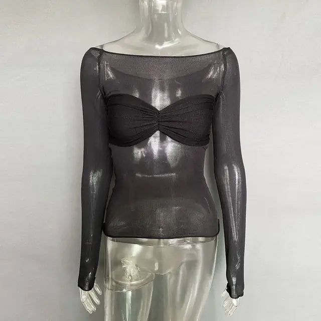 بلوزة قصيرة شبكية عصرية لفصل الصيف