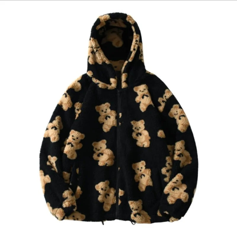 Hooded Sweatshirts Hip Hop Bear Print
