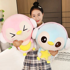 Cute Penguin Plush Doll with Headphones - 20-55CM