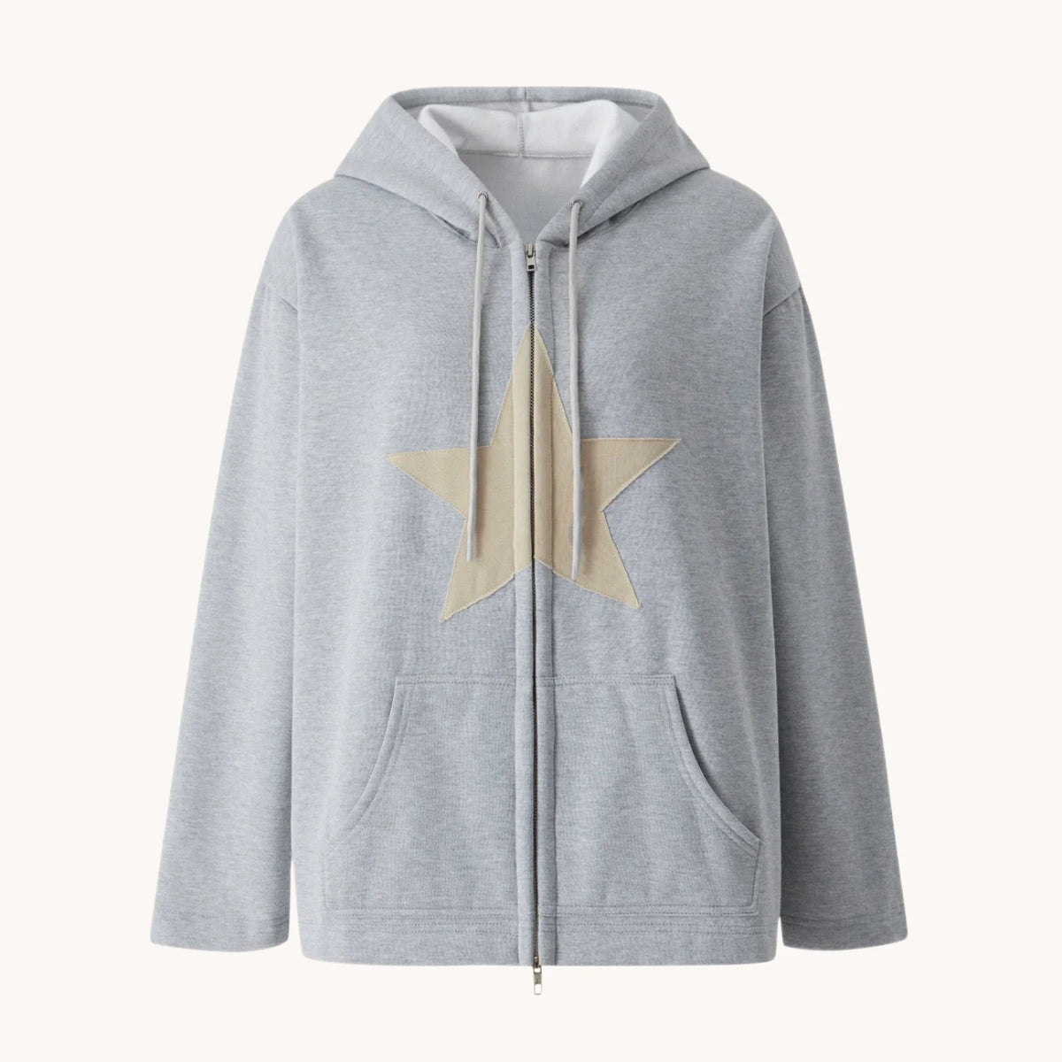 Stylish Star Patch Zip-Up Hoodie