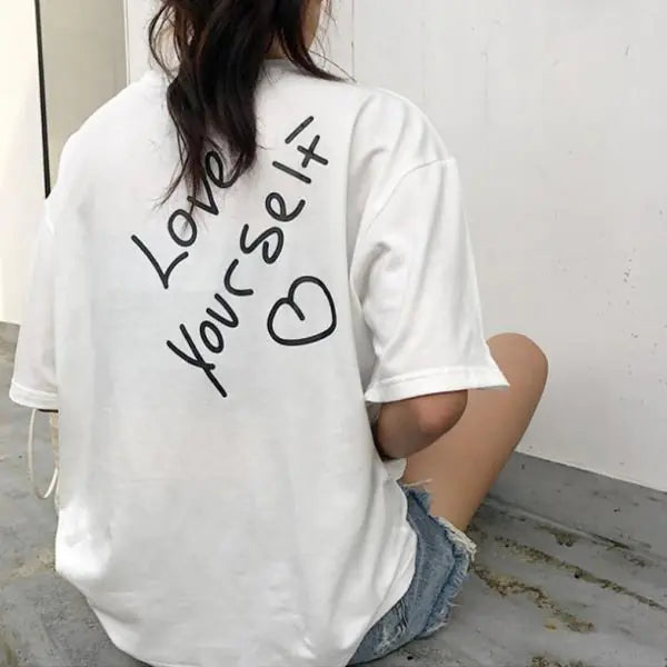 'Love Yourself’ Printed Oversized Baggy T-Shirt