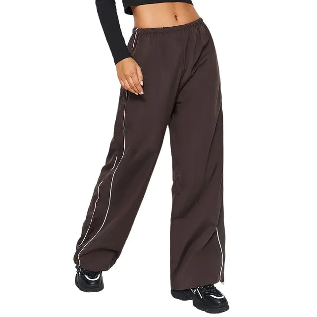 Baggy Cargo Pants Drawstring Elastic Low Waist Parachute Pants