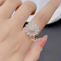 Rotatable Sunflower Zircon Earrings Set