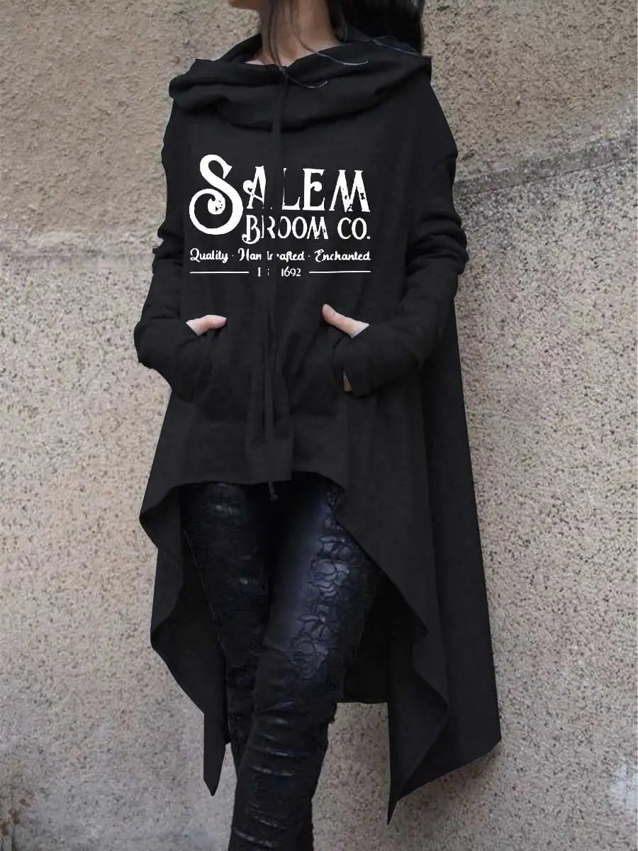 سويت شيرت نسائي غير منتظم بأكمام طويلة من Salem Broom Co Halloween