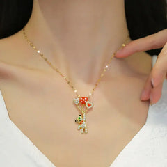 Trend Balloon Bear Full Zircon Necklace