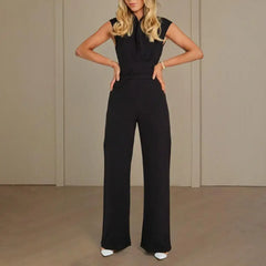 Summer Jumpsuit High Waist Belt