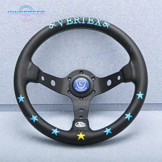 عجلة قيادة رياضية معدلة من الجلد من Universal Racing مقاس 13 بوصة من Vertex