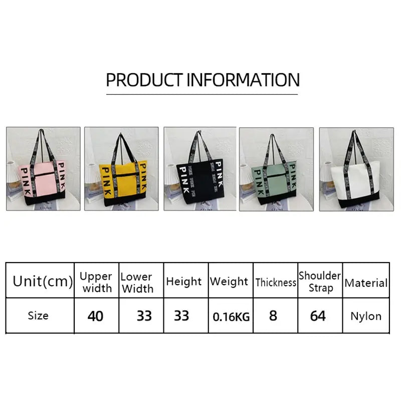 Pink Colorblock Graphic Tote Casual Sporty Chic