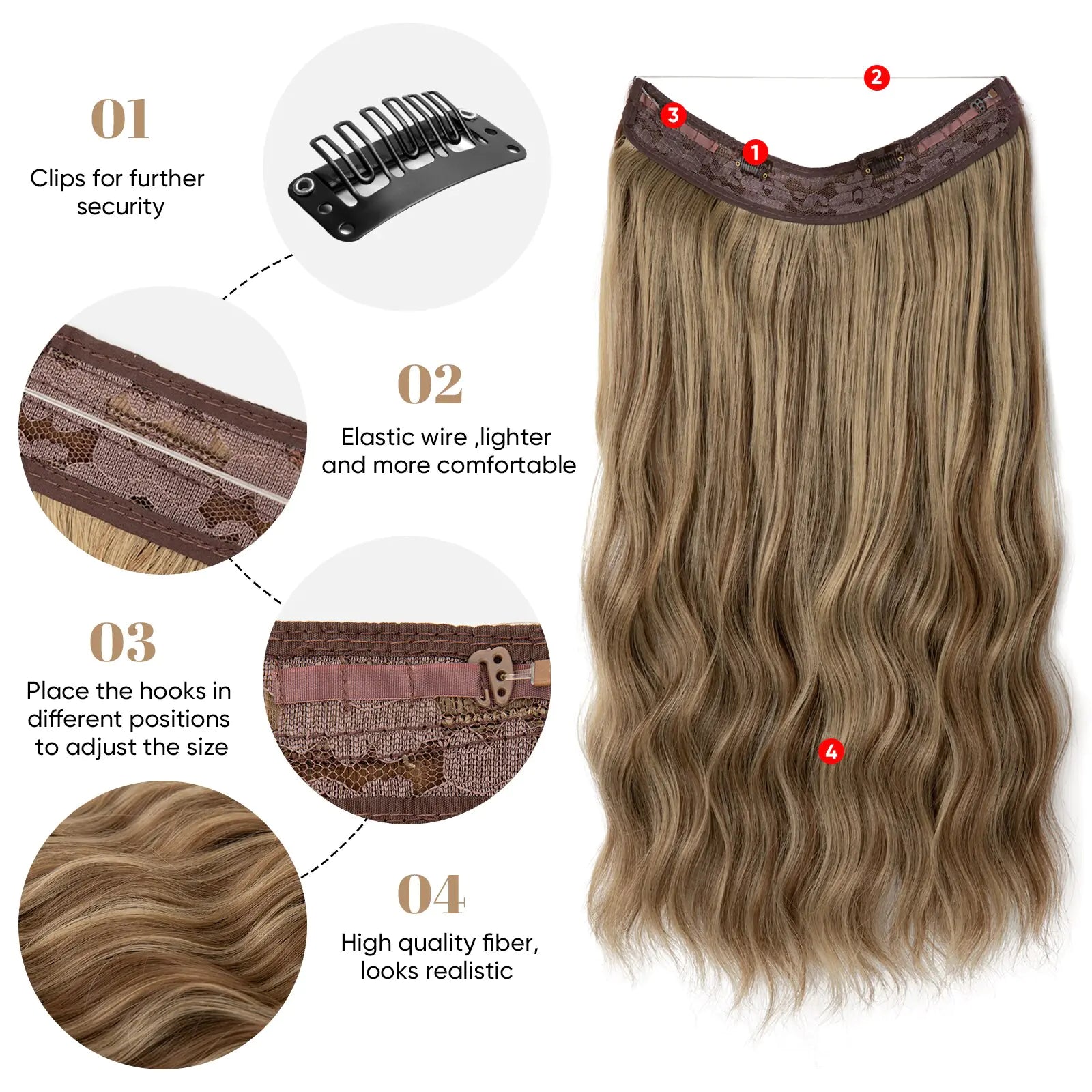 SARLA Synthetic Wave Clip-in Hair Extensions