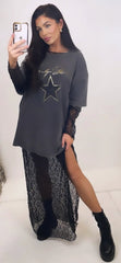 Lace Dress With Acid Wash Tee