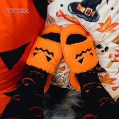 Fuzzy Pumpkin Slipper