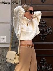 Knit Turtleneck Flare Sleeve Sweater