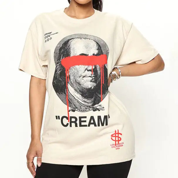 Cream Graphic Oversized T-Shirt